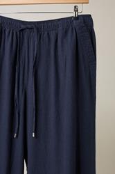 EVANS Plus Size Navy Blue Wide Leg Premium Linen Trousers | Evans 7