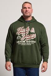 Jack & Jones Big & Tall Duffel Green Superior Hoodie | BadRhino 3