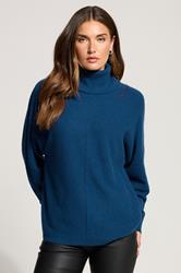 LTS Tall Teal Blue Batwing Roll Neck Jumper | Long Tall Sally 3