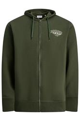 JACK & JONES Big & Tall Duffel Bag Green Zip Through Hoodie | BadRhino 2