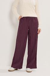 LTS Tall Burgundy Red Striped Wide Leg Trousers | Long Tall Sally 1