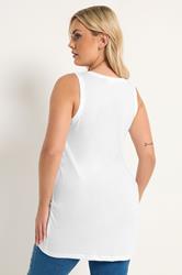 YOURS Plus Size White V-Neck Core Vest Top | Yours Clothing 2
