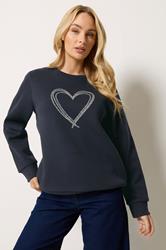 M&Co Navy Blue Animal Print Heart Sweatshirt | M&Co 3