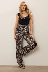 LTS Tall Beige Brown Leopard Print Wide Leg Trousers | Long Tall Sally 3