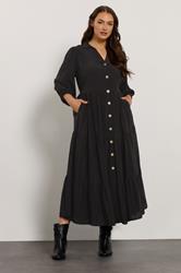 EVANS Plus Size Black Premium Tiered Maxi Dress | Evans 1