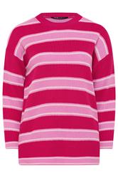 YOURS Curve Pink Stripe Drop Shoulder Jumper