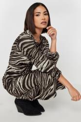 PixieGirl Petite Women's Brown Zebra Print Long Sleeve Midi Dress | PixieGirl 1