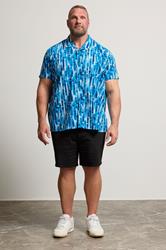 BadRhino Big & Tall Blue Abstract Print Peached Short Sleeve Revere Collar Shirt | BadRhino 2