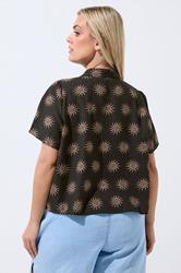 LIMITED COLLECTION Curve Dark Brown Sun Print Linen Boxy Shirt | Yours Clothing 4