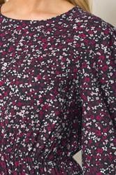 M&Co Berry Purple Ditsy Floral Print Ruffle Midi Dress | M&Co 4