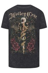BadRhino Big & Tall Black Extra Long Motley Crue Acid Wash Graphic T-Shirt