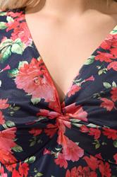 YOURS LONDON Plus Size Navy Blue Floral Knot Dress | Yours Clothing 4