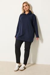 YOURS Plus Size Navy Blue Seam Detail Hoodie | Yours Clothing 1