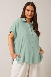 EVANS Plus Size Mint Green Grown-On Sleeve Blouse | Evans 3