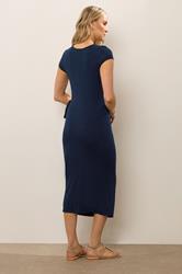 LTS Tall Navy Blue Ruched Tie Midi Dress | Long Tall Sally 2