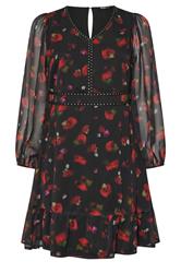 YOURS Plus Size Black Blurred Floral Stud Midi Dress | Yours Clothing 6