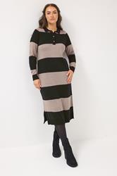 YOURS Plus Size Black Rugby Collar Knitted Jumper Dress | Yours Clothing 3