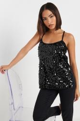 PixieGirl Petite Women's Black Sequin Embellished Cross Back Top | PixieGirl 2