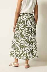 M&Co Khaki Green Leaf Print Midi Skirt | M&Co 2