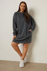 YOURS Plus Size Grey Sweatshirt Dress | Yours Clothing 3