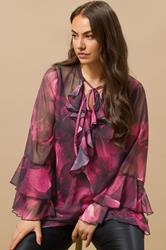 EVANS Plus Size Red Floral Print Tie Neck Blouse | Evans 3