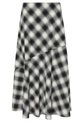 LTS Tall Black Check Print Tiered Midi Skirt