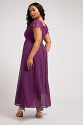 YOURS LONDON Plus Size Purple Lace Maxi Wrap Dress | Yours Clothing 2