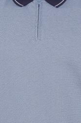 BadRhino Big & Tall Blue Textured Zip Neck Polo Shirt | BadRhino 4