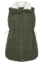 YOURS Plus Size Khaki Green Padded Gilet | Yours Clothing 7