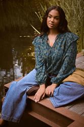 YOURS Plus Size Blue Ditsy Floral Print Frill Top | Yours Clothing 5