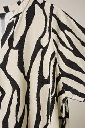 EVANS Plus Size Natural Brown Abstract Print Premium Linen Dress | Evans 7