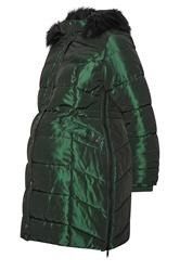 BUMP IT UP Maternity Curve Green Panelled Puffer Midi Coat