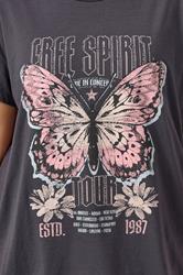 YOURS Plus Size Grey 'Free Spirit' Studded T-Shirt | Yours Clothing 4