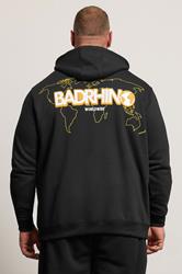 BadRhino Big & Tall Black Worldwide Map Zip Through Hoodie | BadRhino 2