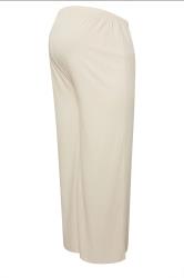 BUMP IT UP MATERNITY Curve Cream Premium Modal Ribbed Wide Leg Trousers