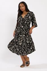 YOURS Plus Size Black Paisley Kimono Sleeve Maxi Wrap Dress | Yours Clothing 1