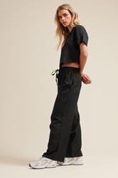 PixieGirl Petite Women's Black Linen Cropped Short Sleeve Shirt | PixieGirl 2