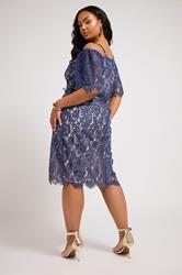 YOURS LONDON Plus Size Blue Lace Cold Shoulder Dress | Yours Clothing 2