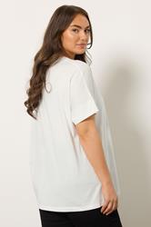 EVANS Plus Size Ivory White Floral Beaded Slogan Modal T-Shirt | Evans 2