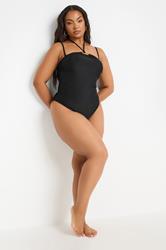 YOURS Plus Size Black Ring Detail Halter Neck Swimsuit | Yours Clothing 4