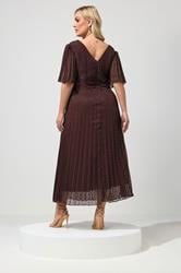 YOURS LONDON Plus Size Chocolate Brown Metallic Dobby Wrap Dress | Yours Clothing 2