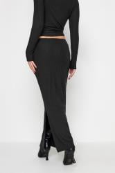 PixieGirl Black Ribbed Twist Front Maxi Skirt | PixieGirl 4
