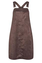 YOURS Curve Chocolate Brown Faux Suede Pinafore Dress