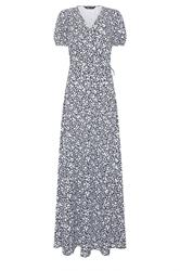 LTS Tall Navy Blue Ditsy Floral Wrap Maxi Dress