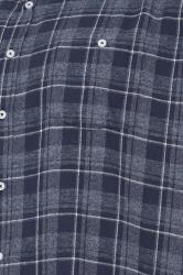 D555 Big & Tall Navy Blue Check Print Long Sleeve Shirt | BadRhino 1