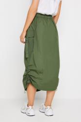 PixieGirl Khaki Green Ruched Cotton Cargo Midi Skirt | PixieGirl  2