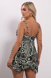 YOURS Plus Size Black Postcard Print Hanky Hem Tankini Top | Yours Clothing 5