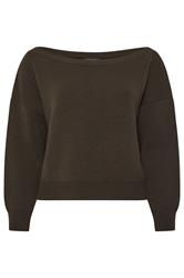 LIMITED COLLECTION Curve Chocolate Brown Knitted Off Shoulder Jumper