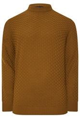 BadRhino Big & Tall Brown Textured Crew Neck Knitted Jumper