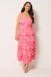 YOURS Plus Size Pink Floral Ruffle Dress | Yours Clothing 3